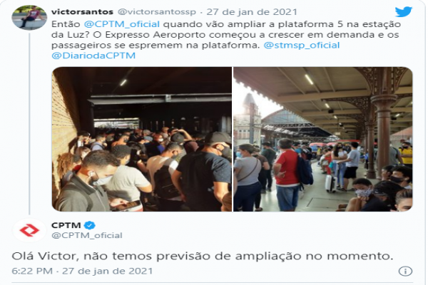 Mesmo com lotação, CPTM não tem planos de aumentar embarque da Linha 13 na Luz