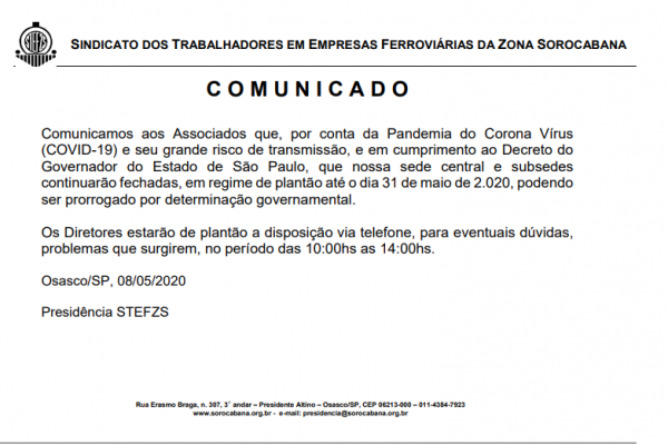 Comunicado Covid-19